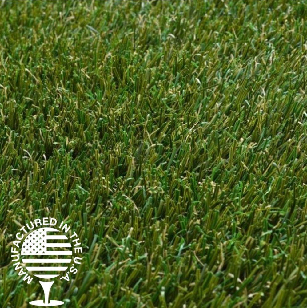Close-up view of premium artificial grass with dense, multi-tone blades designed for realistic appearance, durability, and low-maintenance residential or commercial landscaping.